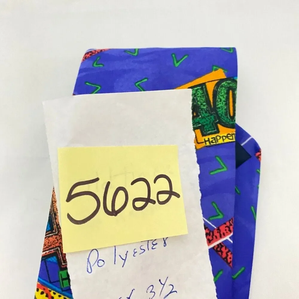 #5622 Old Timer 40 Happens Birthday Novelty Necktie. Tie 56X3.5